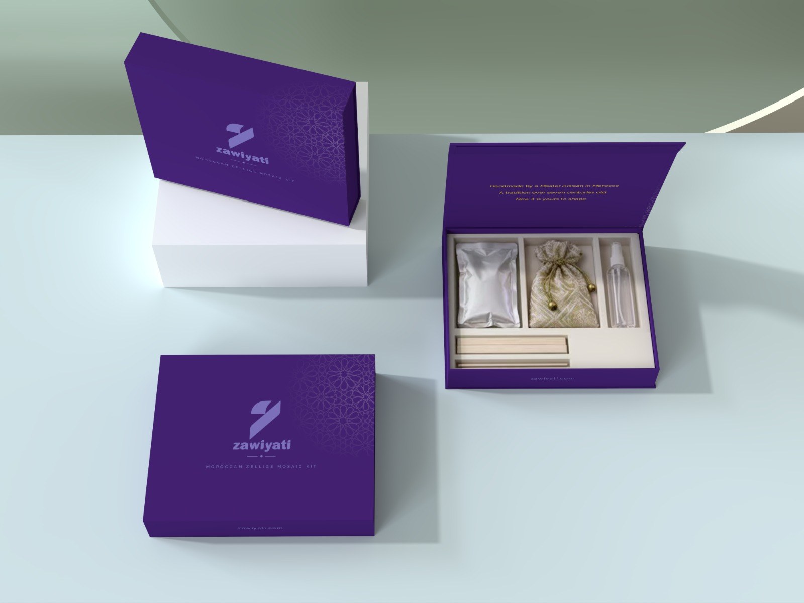 Zawiyati Moroccan Zellige Mosaic Kit boxes